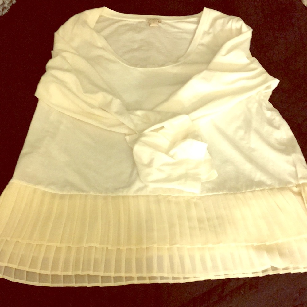 J Crew Awesome layered pleated ruffle hem shirt